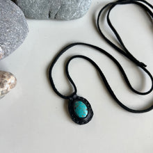 Load image into Gallery viewer, Kingman Turquoise Horizon Necklace - Black