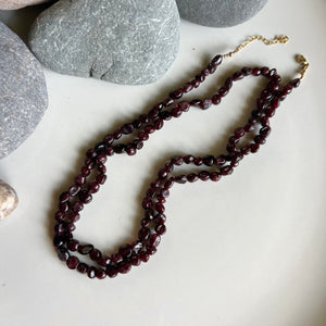 Wrap Necklace - Garnet Pebble