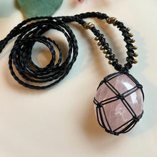 Load image into Gallery viewer, rose quartz talisman (black)