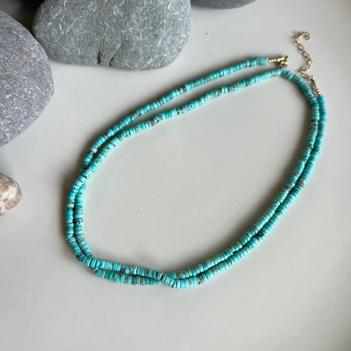 Wrap Necklace - Turquoise Heishi - aka “Double Sedona”