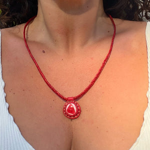 opal rope necklace (red)