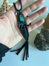 Load image into Gallery viewer, Royston Turquoise Horizon Necklace (Black Tassels)