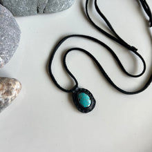Load image into Gallery viewer, Kingman Turquoise Horizon Necklace - Black