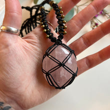 Load image into Gallery viewer, rose quartz talisman (black)