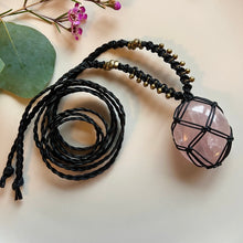 Load image into Gallery viewer, rose quartz talisman (black)