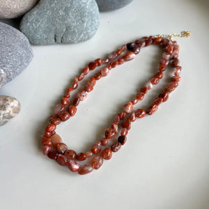 Wrap Necklace - Carnelian Pebble