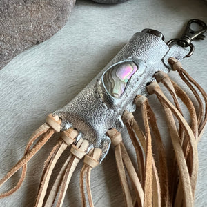 Abalone Fire Keeper - Silver/Tan
