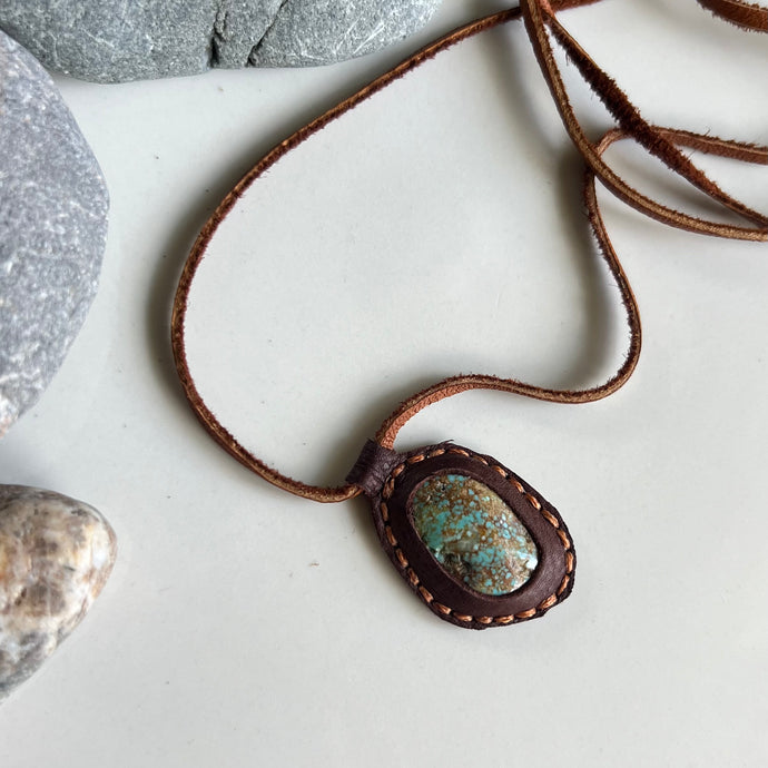 Kingman Turquoise Horizon Necklace - Brown