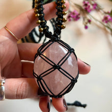 Load image into Gallery viewer, rose quartz talisman (black)