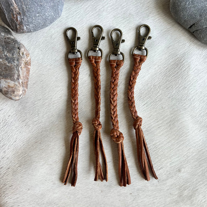 Leather Key Chain - Cognac