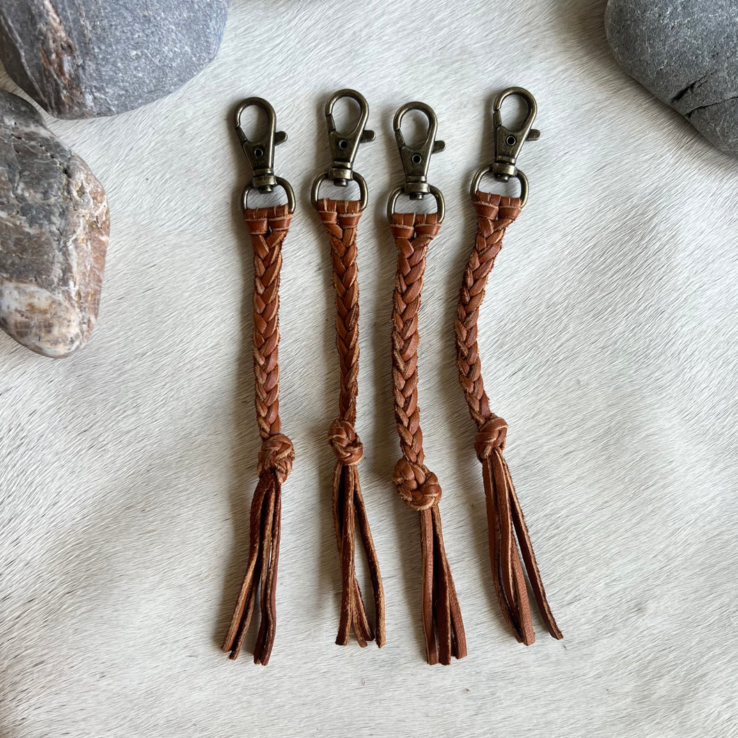 Leather Key Chain - Cognac