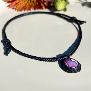 opal rope necklace (black/purple