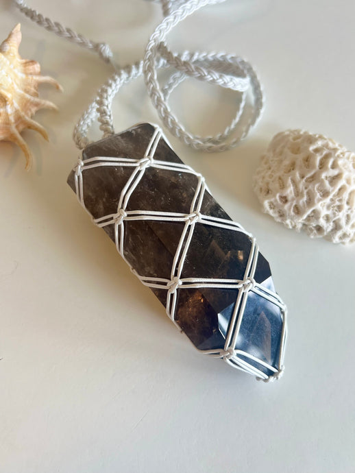 XL Smoky Quartz Leather Talisman