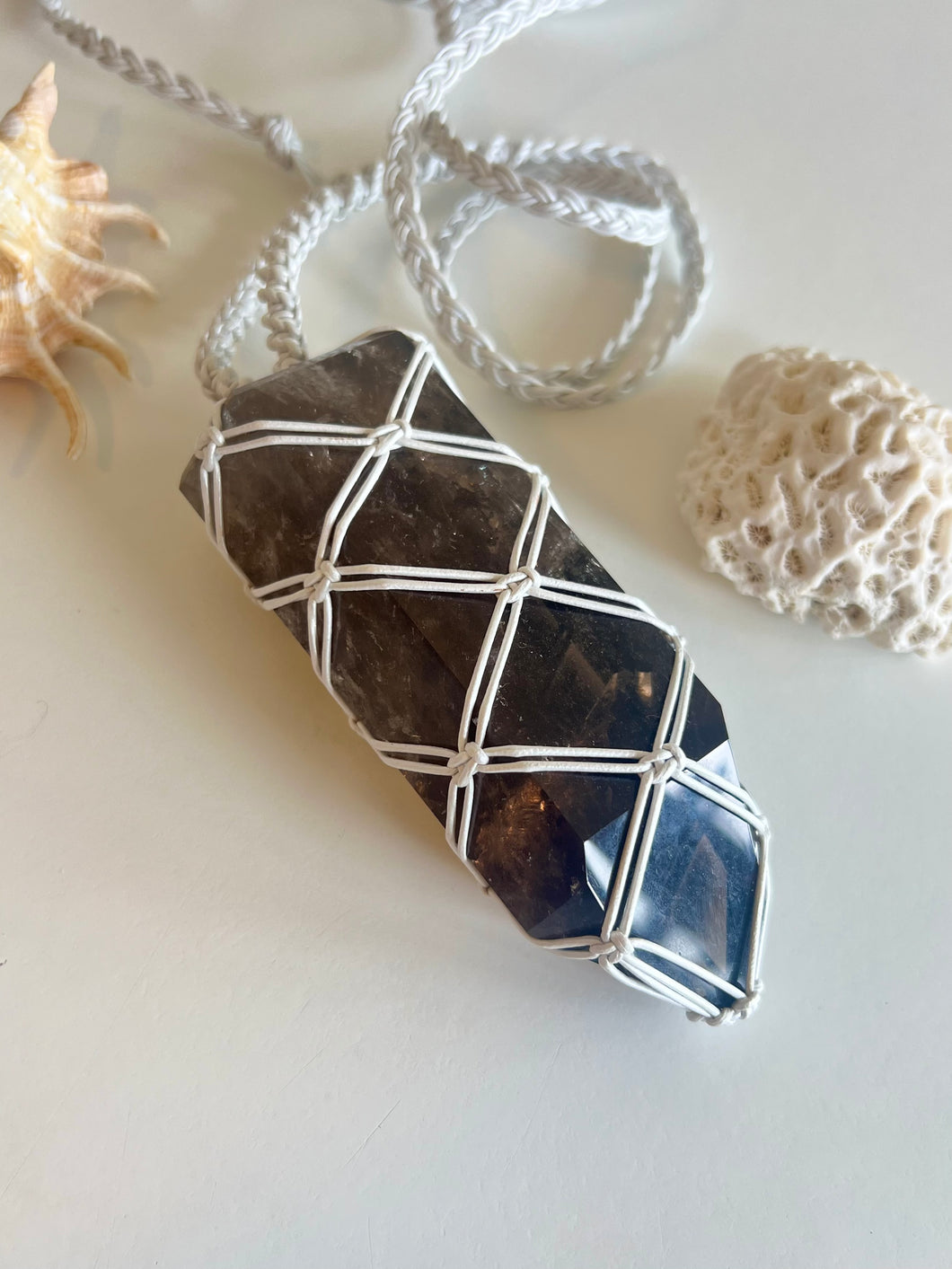 XL Smoky Quartz Leather Talisman
