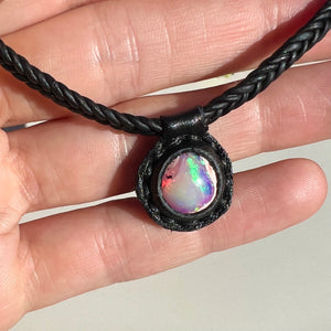 opal rope necklace (black/pink)