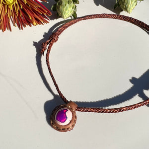 opal rope necklace (brown/purple)