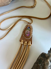 Load image into Gallery viewer, Abalone Horizon Necklace (Tan Tassels)