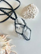 Load image into Gallery viewer, Clear Quartz Leather Talisman (Black)