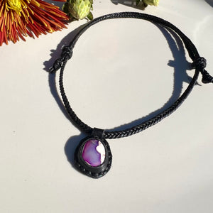 opal rope necklace (black/purple