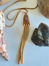 Load image into Gallery viewer, Abalone Horizon Necklace (Tan Tassels)