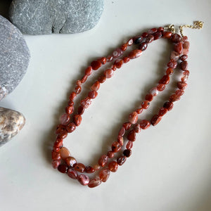 Wrap Necklace - Carnelian Pebble