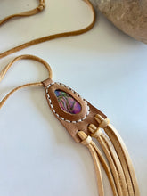 Load image into Gallery viewer, Abalone Horizon Necklace (Tan Tassels)