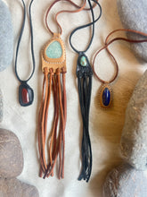 Load image into Gallery viewer, Kingman Turquoise Horizon Necklace - Black Tassels