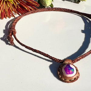 opal rope necklace (brown/purple)