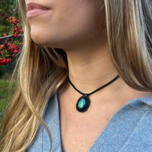 Load image into Gallery viewer, Kingman Turquoise Horizon Necklace - Black