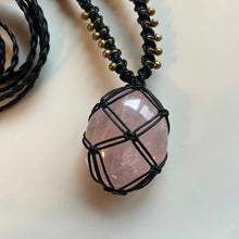 Load image into Gallery viewer, rose quartz talisman (black)