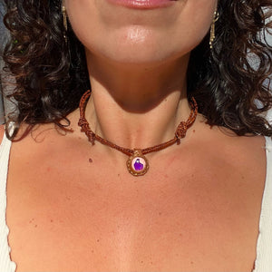 opal rope necklace (brown/purple)