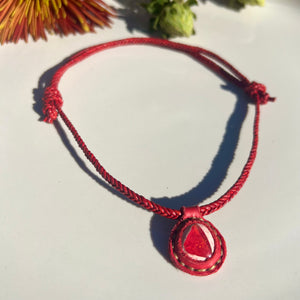 opal rope necklace (red)