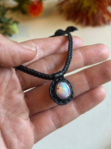 opal rope necklace (black/pink)