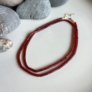 Wrap Necklace - Carnelian Heishi