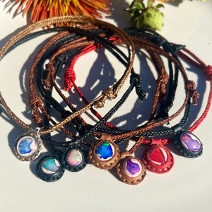 opal rope necklace (black/purple)