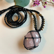 Load image into Gallery viewer, rose quartz talisman (black)