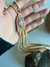 Load image into Gallery viewer, Abalone Horizon Necklace (Tan Tassels)