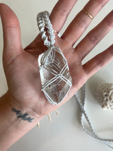 Load image into Gallery viewer, Clear Quartz Leather Talisman (White)