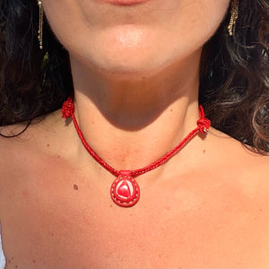 opal rope necklace (red)