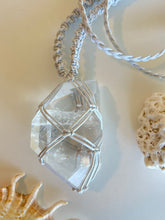 Load image into Gallery viewer, Clear Quartz Leather Talisman (White)