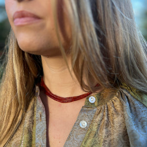 Wrap Necklace - Carnelian Heishi