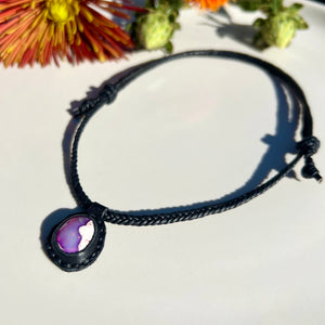 opal rope necklace (black/purple