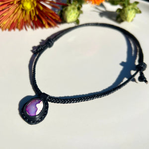 opal rope necklace (black/purple)