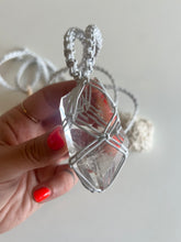 Load image into Gallery viewer, Clear Quartz Leather Talisman (White)