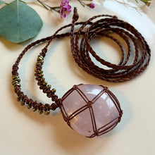 Load image into Gallery viewer, rose quartz talisman (brown)
