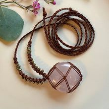 Load image into Gallery viewer, rose quartz talisman (brown)
