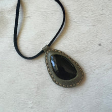 Load image into Gallery viewer, rainbow obsidian horizon necklace (olive/black)