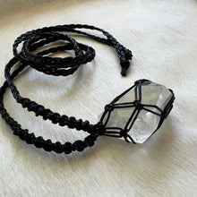 Load image into Gallery viewer, clear quartz with inclusions talisman (black)