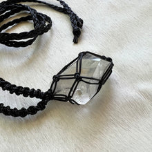 Load image into Gallery viewer, clear quartz with inclusions talisman (black)