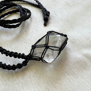 clear quartz with inclusions talisman (black)